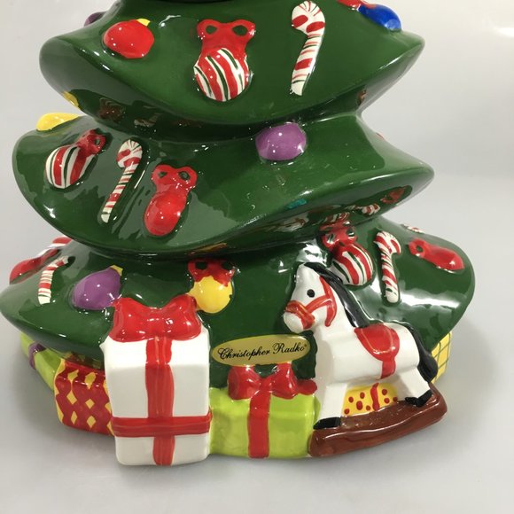 Christopher Radko Christmas Tree Cookie Jar Stoneware 2011 Saks Fifth Ave - Picture 6 of 10
